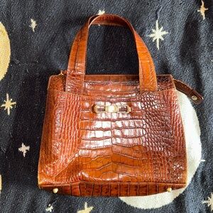 Liz Claiborne Brown Crocodile-Pattern Shoulder Bag